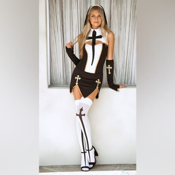 NEW Music Legs Bad Habit Naughty Nun Costume Size S/M - Picture 1 of 11